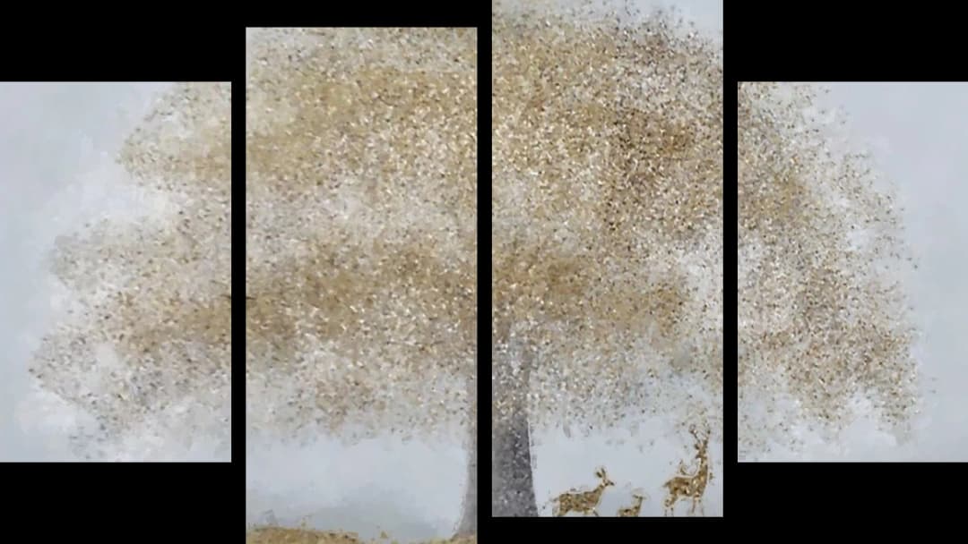 Golden Tree Deer – 4 Panels