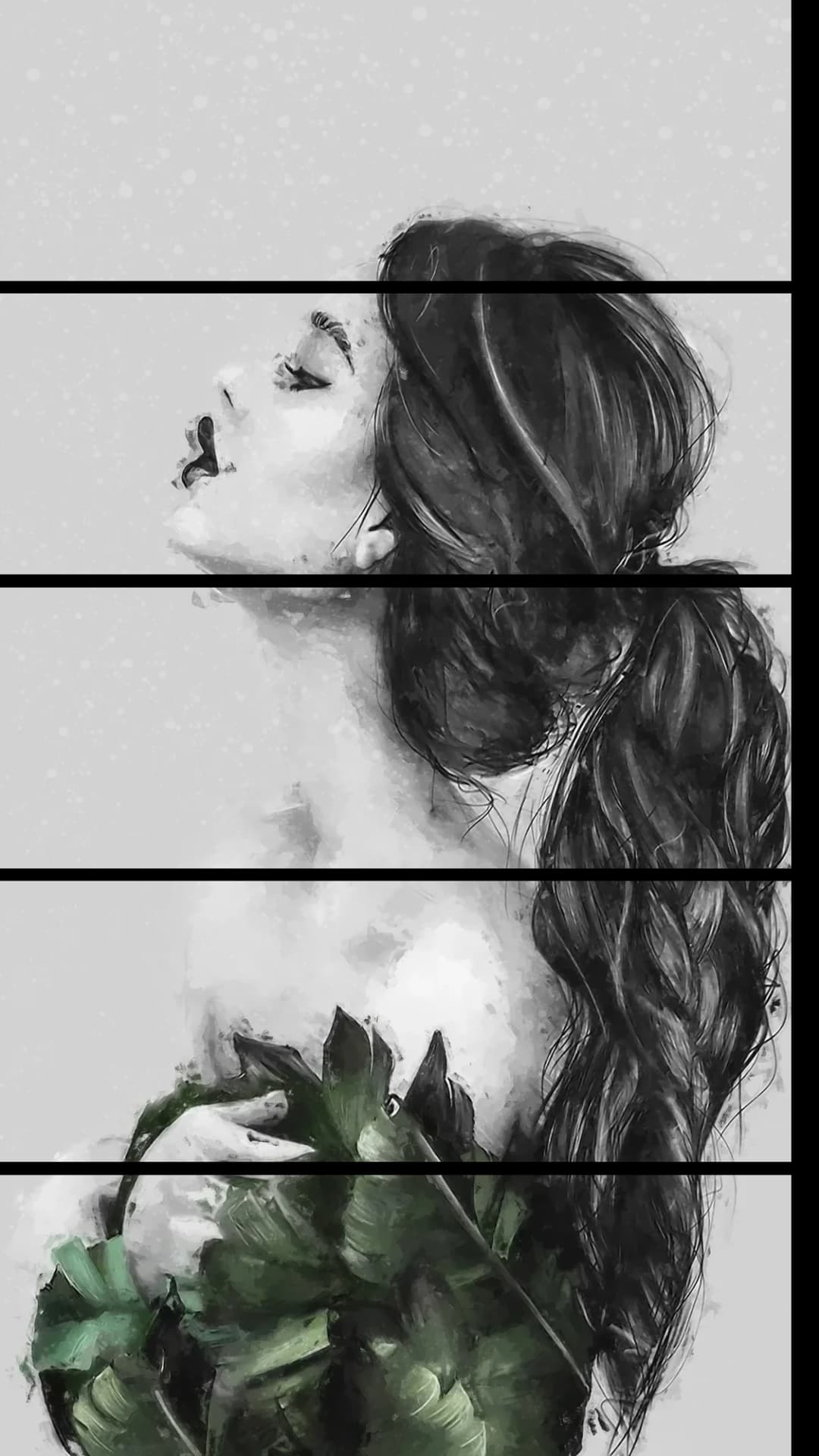 Green Plants Upward Gaze – 5 Panels Straight