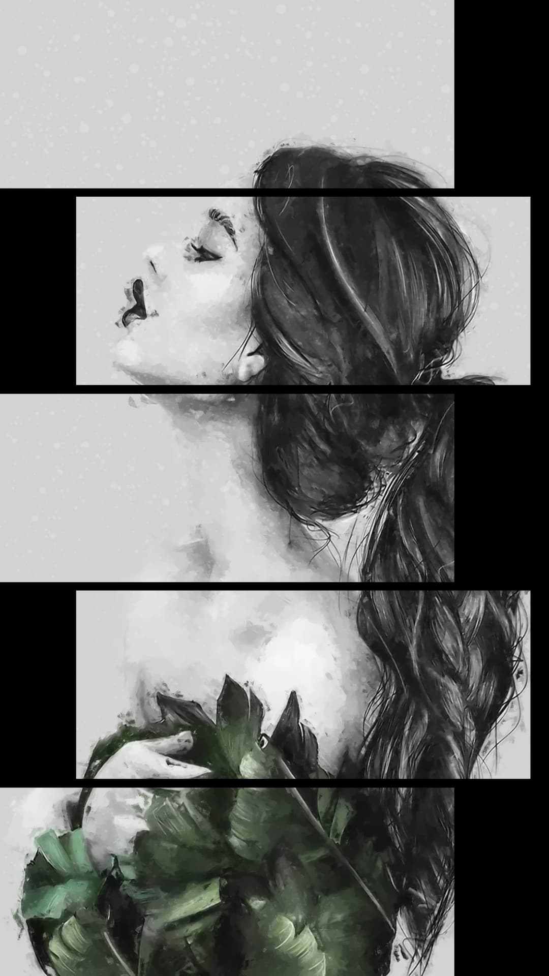 Green Plants Upward Gaze – 5 Panels Up & Down