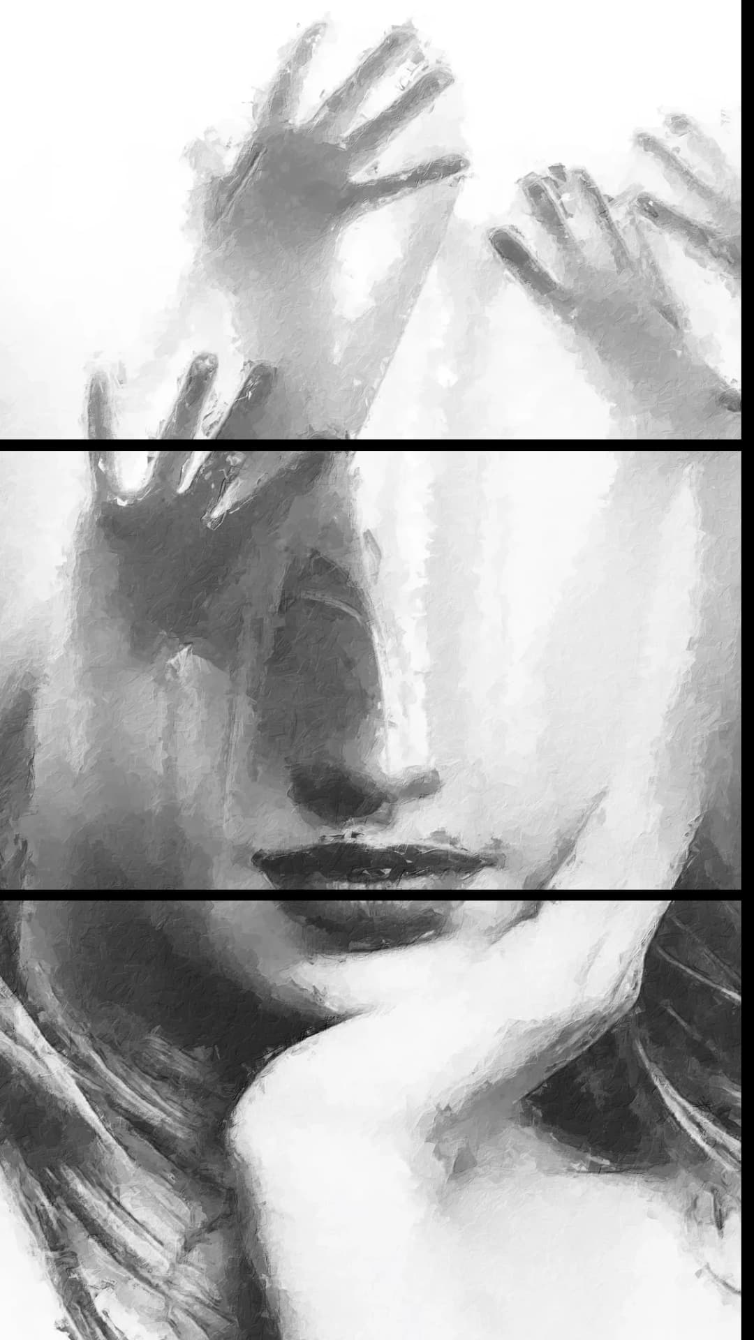 Hands Over Face – 3 Panels