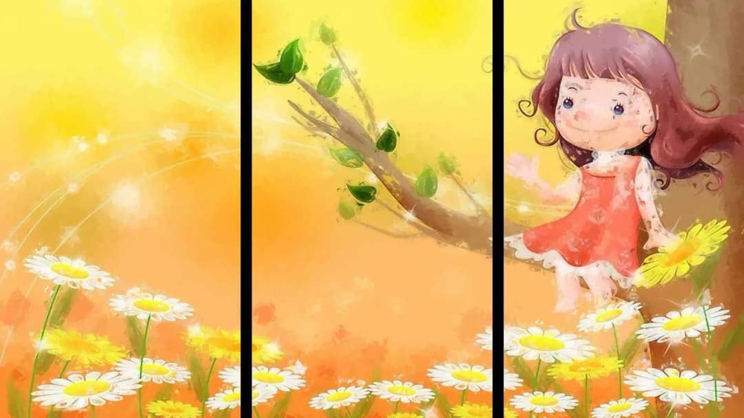 Happy Girl Daisy Field – 3 Panels