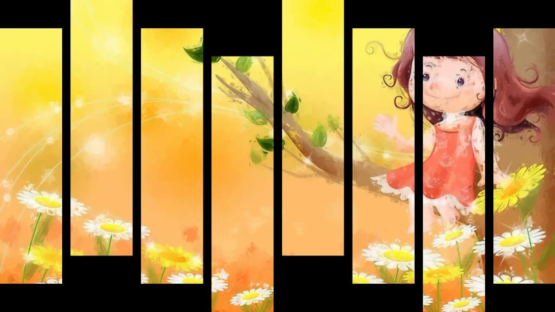 Happy Girl Daisy Field – 8 Panels Hierarchy