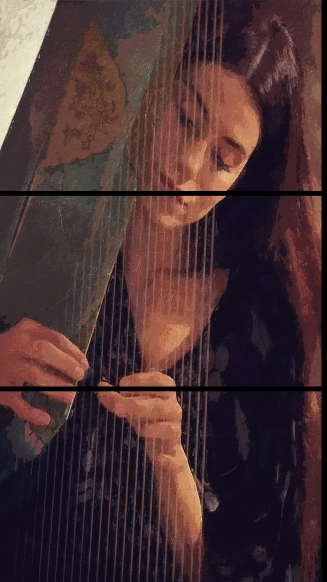 Harp Player Dark – 3 Panels