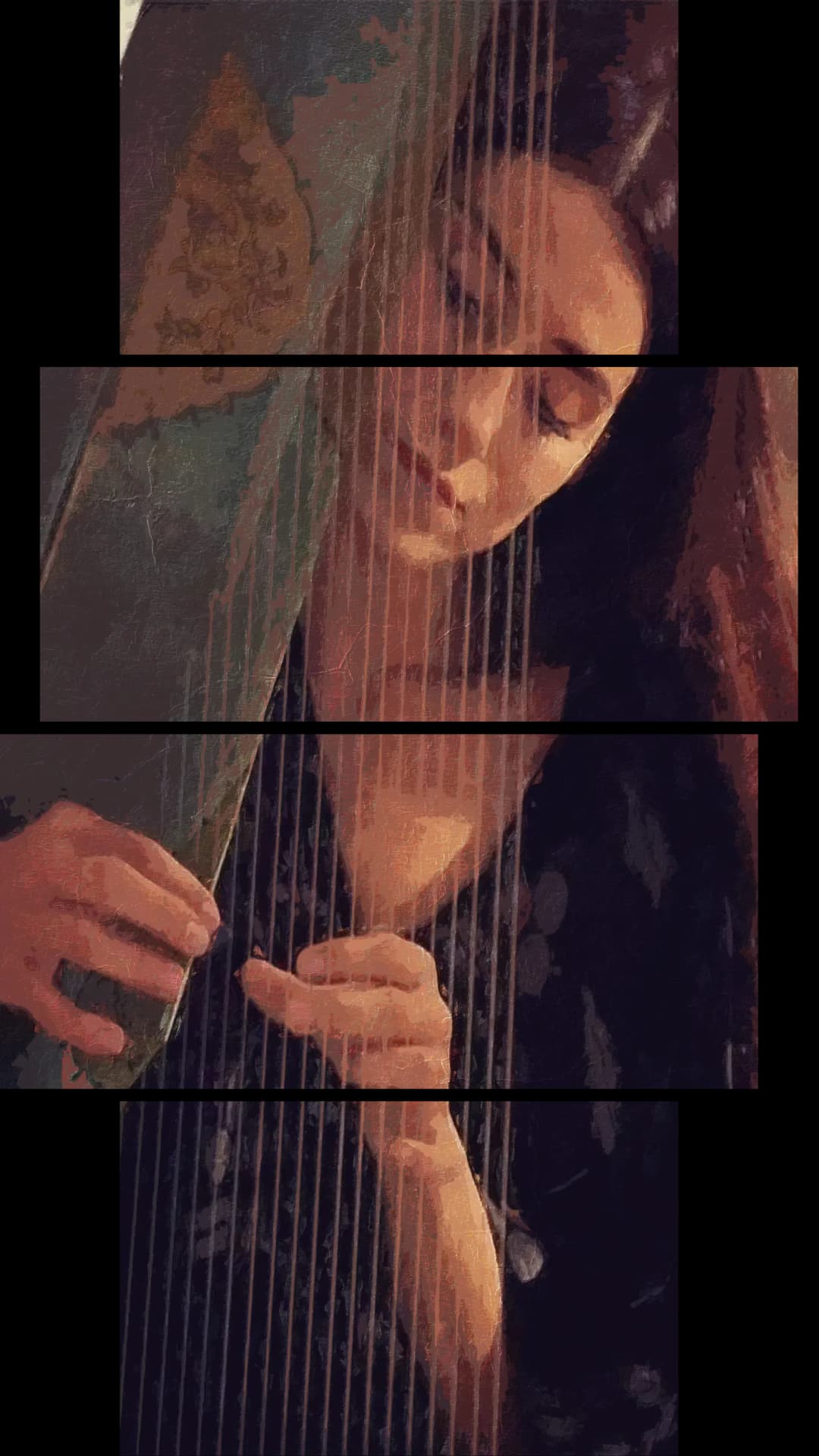 Harp Player Dark – 4 Panels