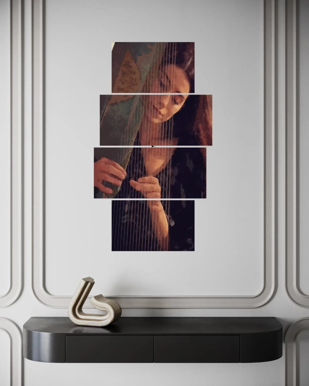 Harp Player Dark – 4 Panels