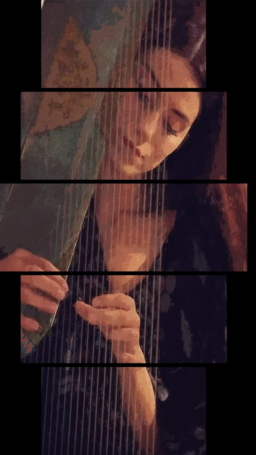 Harp Player Dark – 5 Panels Hierarchy