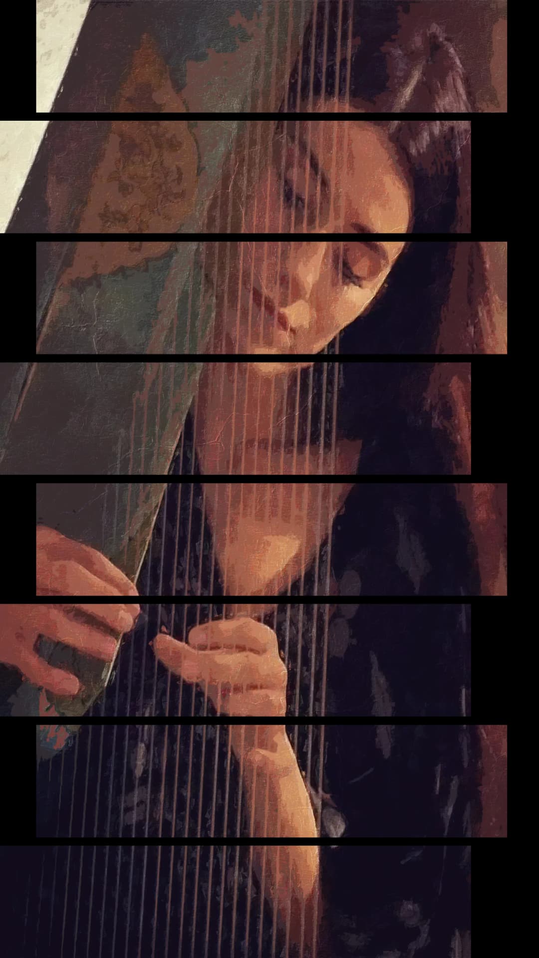 Harp Player Dark – 8 Panels Up & Down