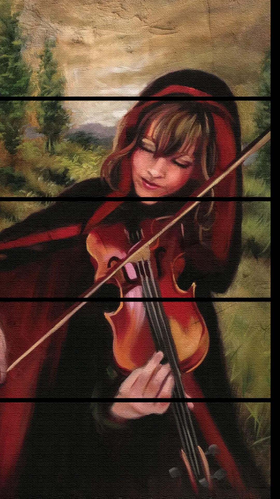 Hooded Violinist Forest – 5 Panels Straight