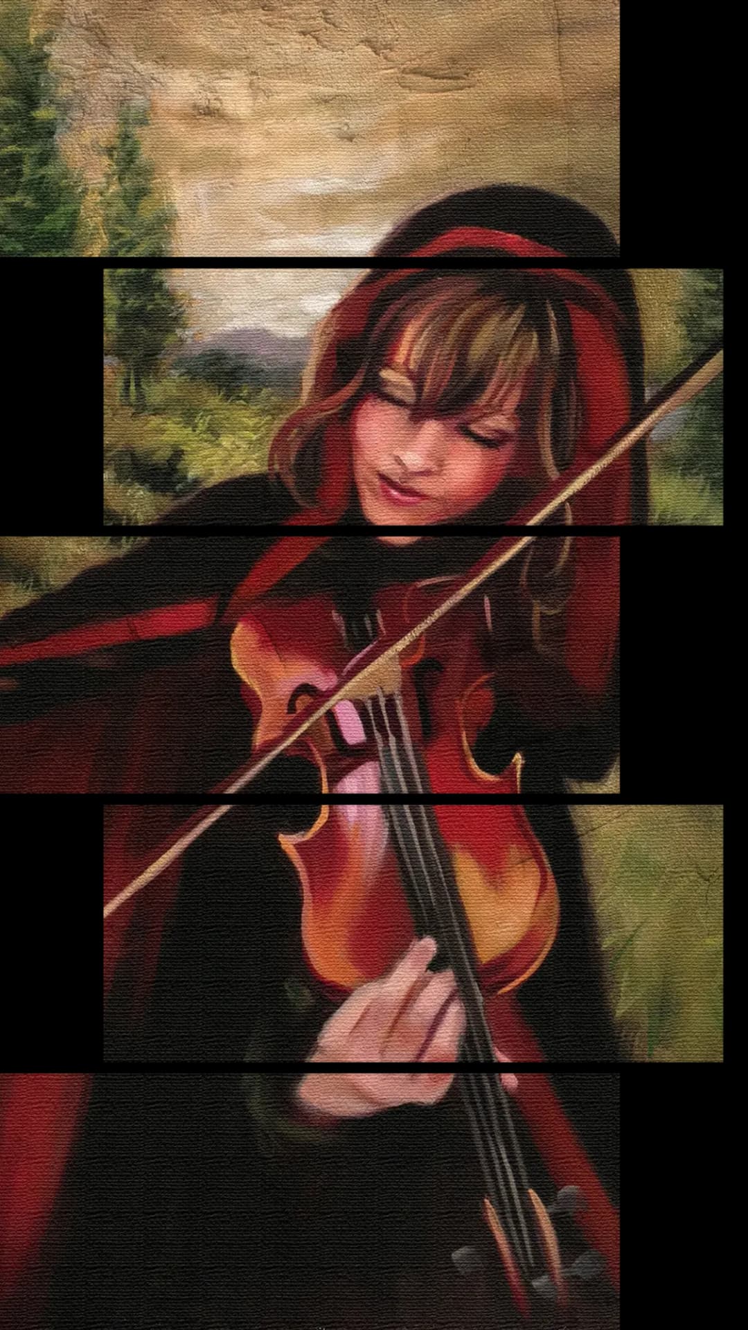 Hooded Violinist Forest – 5 Panels Up & Down