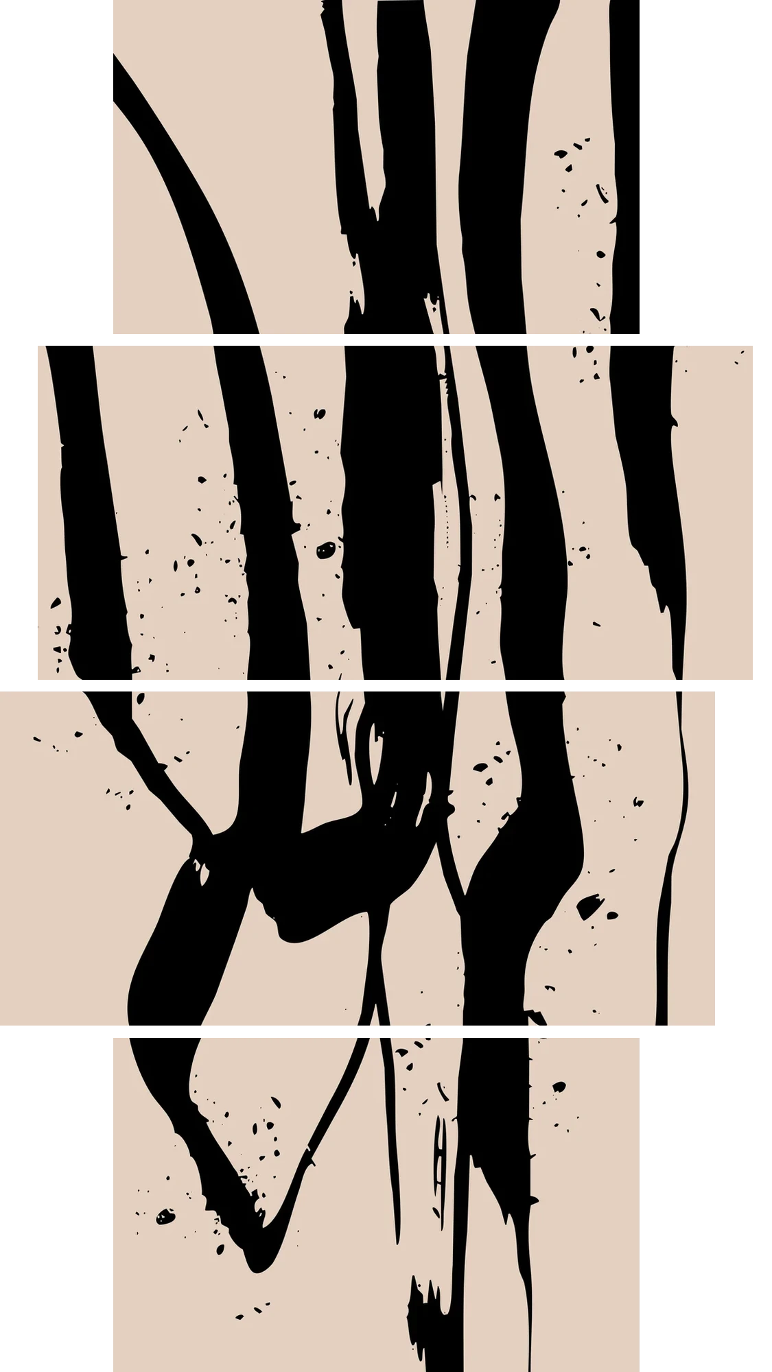 Ink Calligraphy Strokes – 4 Panels