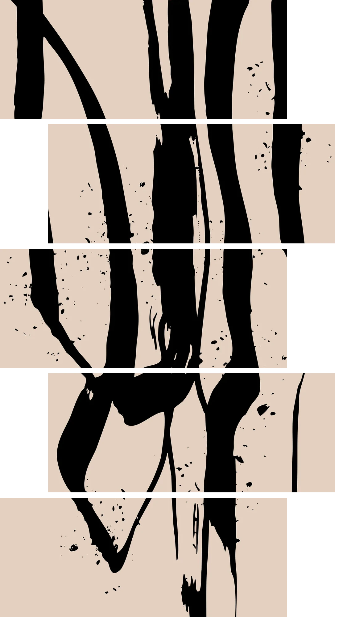 Ink Calligraphy Strokes – 5 Panels Up & Down