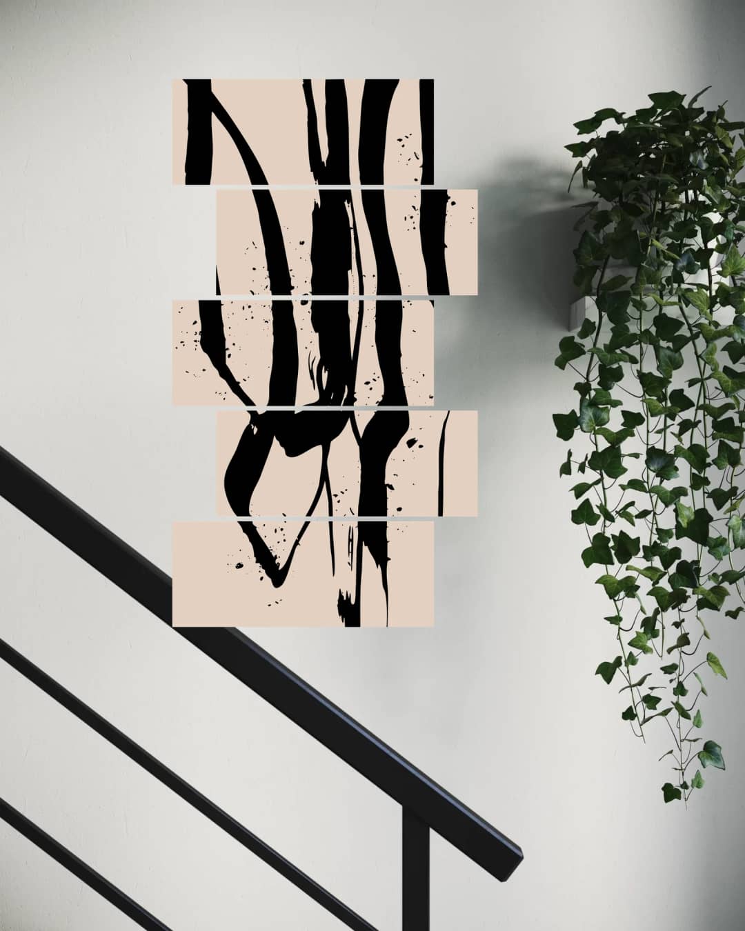 Ink Calligraphy Strokes – 5 Panels Up & Down