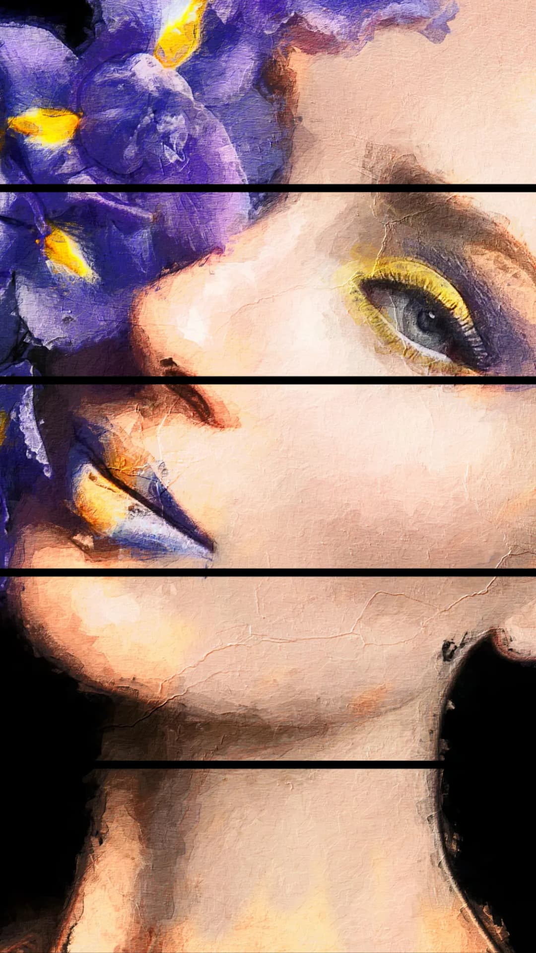 Iris Woman portrait – 5 Panels Straight