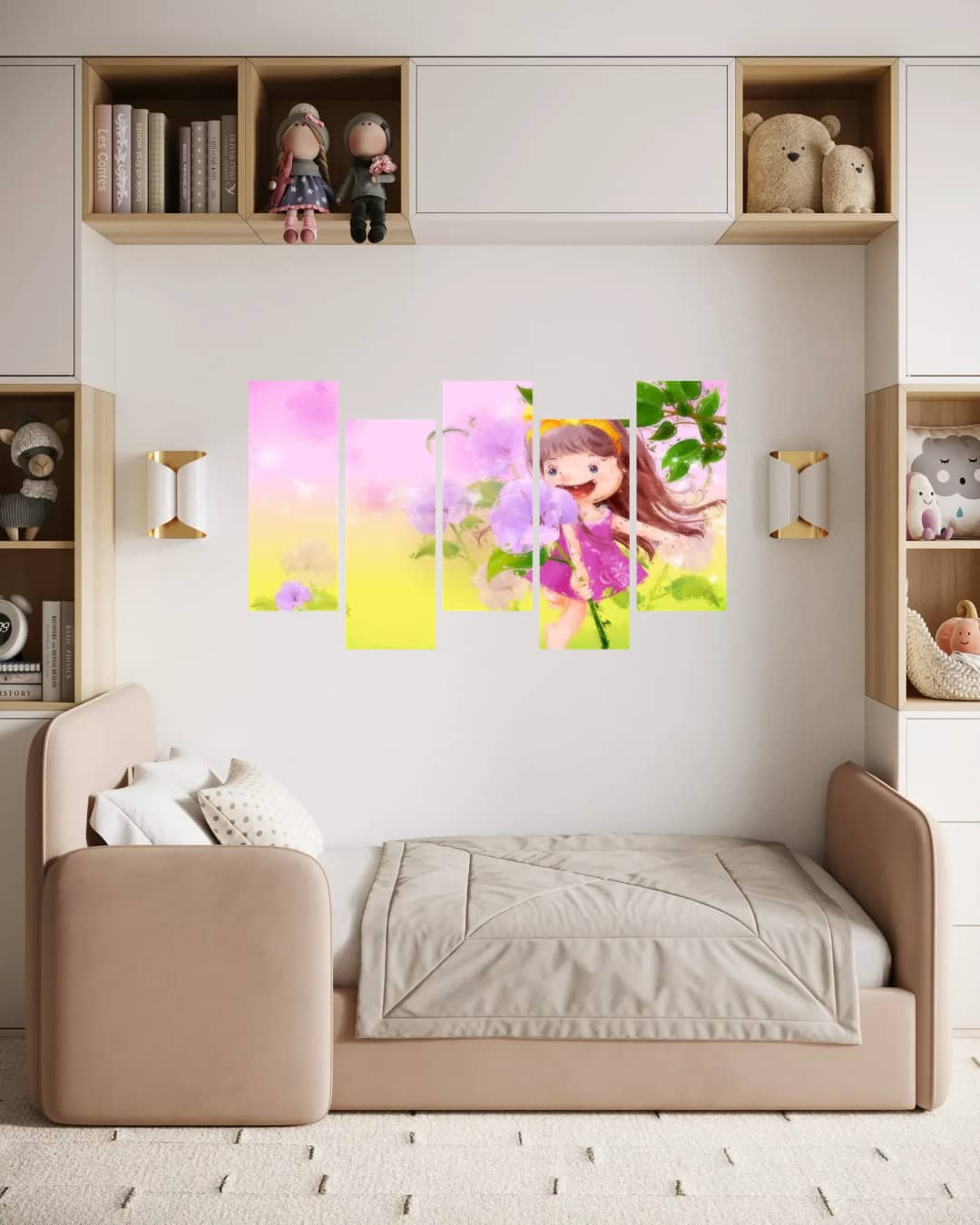 Joyful Girl Purple Flowers – 5 Panels Up & Down