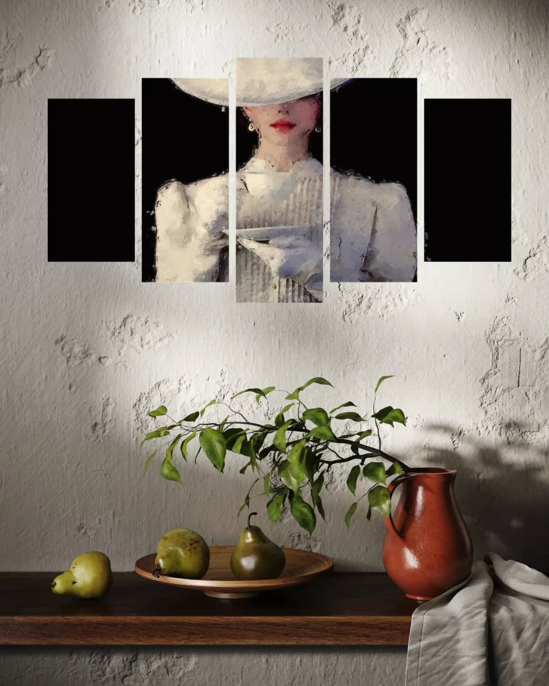 Lady in White Hat – 5 Panels Hierarchy
