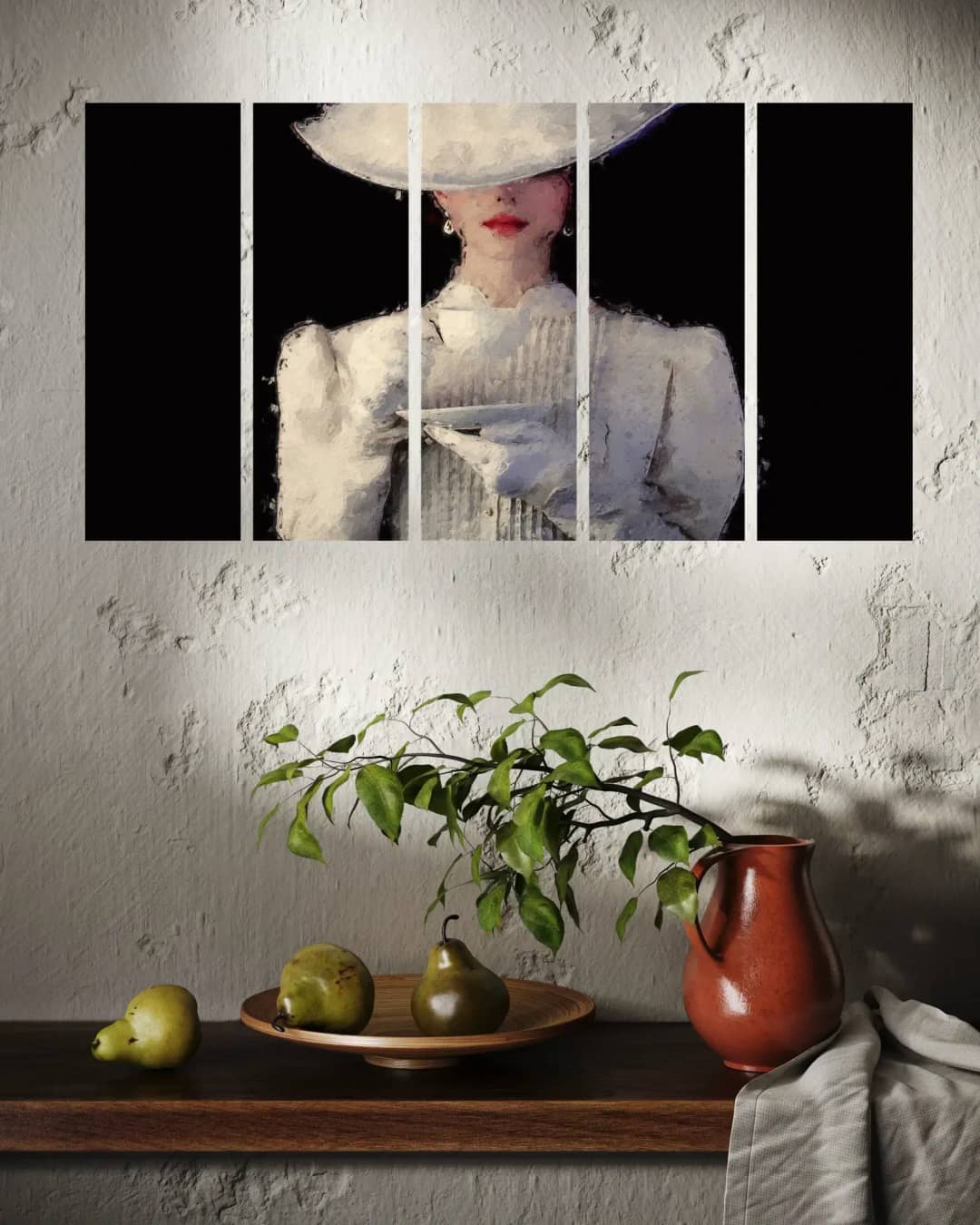 Lady in White Hat – 5 Panels Straight