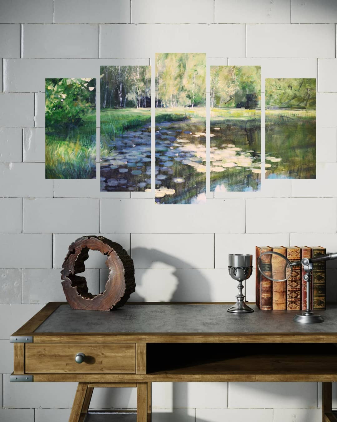 Lily Pond Watercolor – 5 Panels Hierarchy