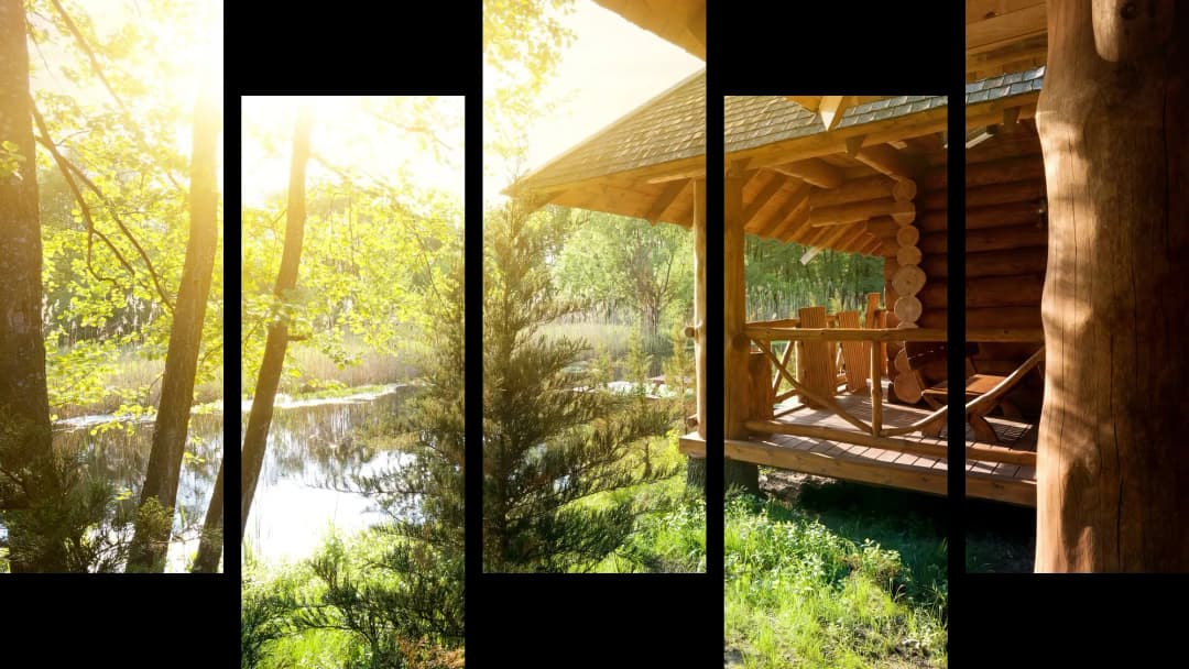 Log Cabin Forest Lake – 5 Panels Up & Down
