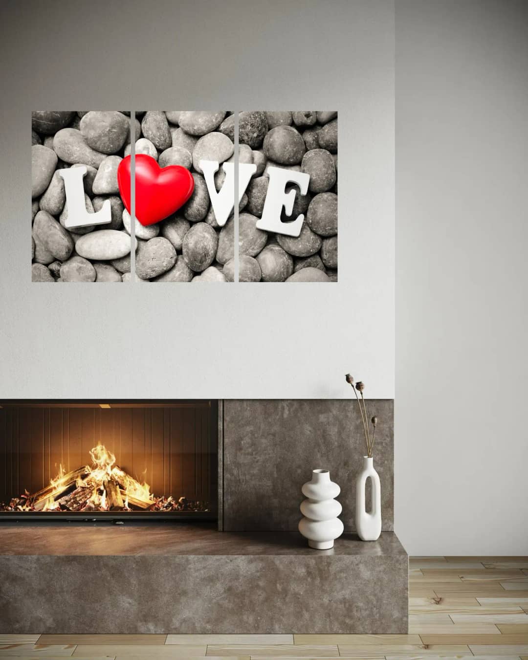 Love Heart Stones – 3 Panels