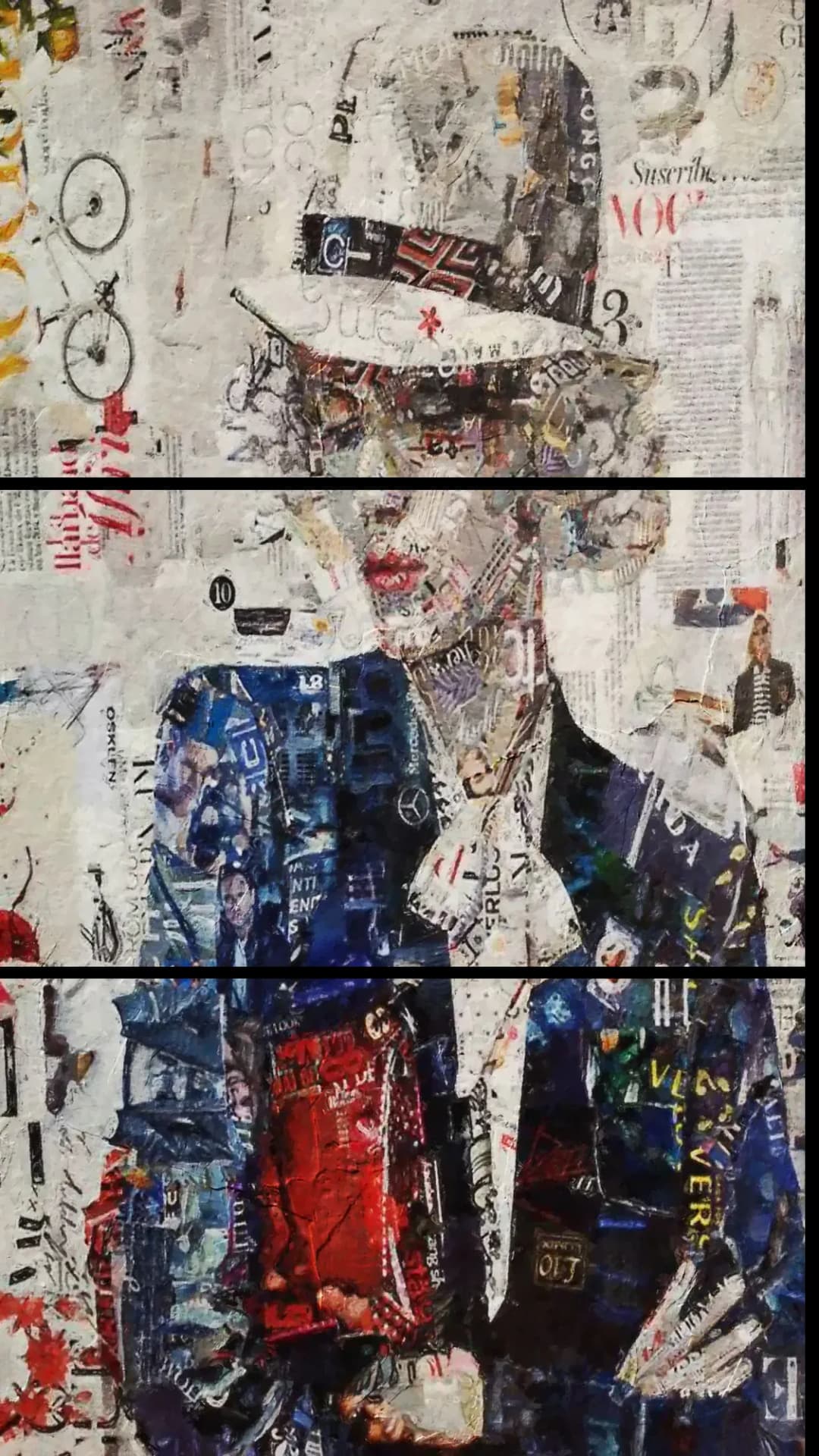 Magazine Collage Woman – 3 Panels