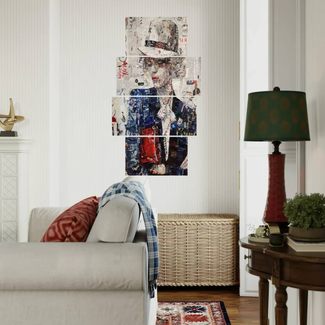 Magazine Collage Woman – 4 Panels