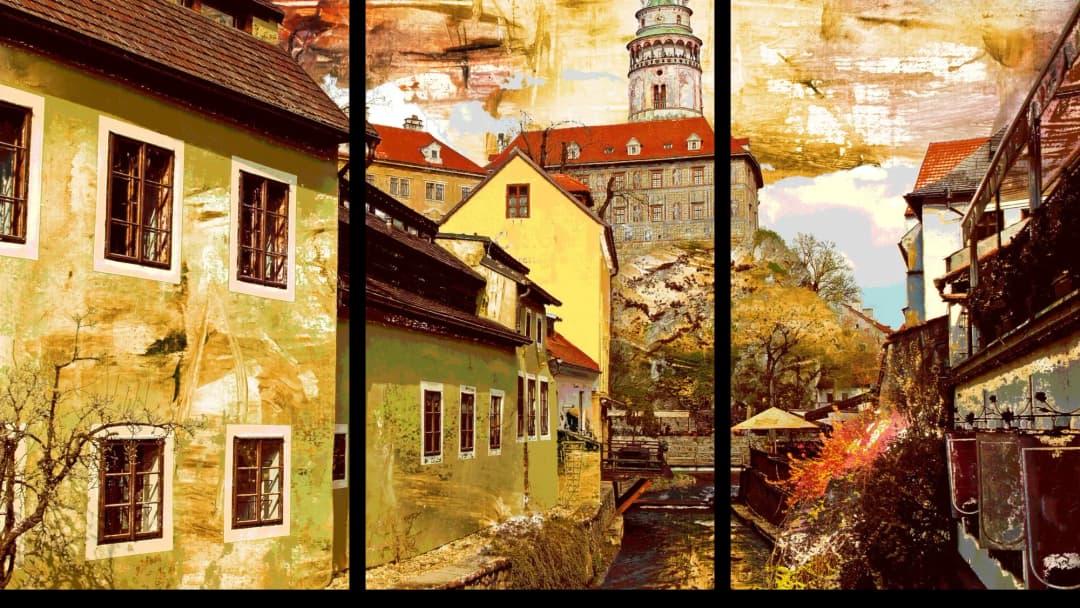 Medieval Czech Town – 3 Panels