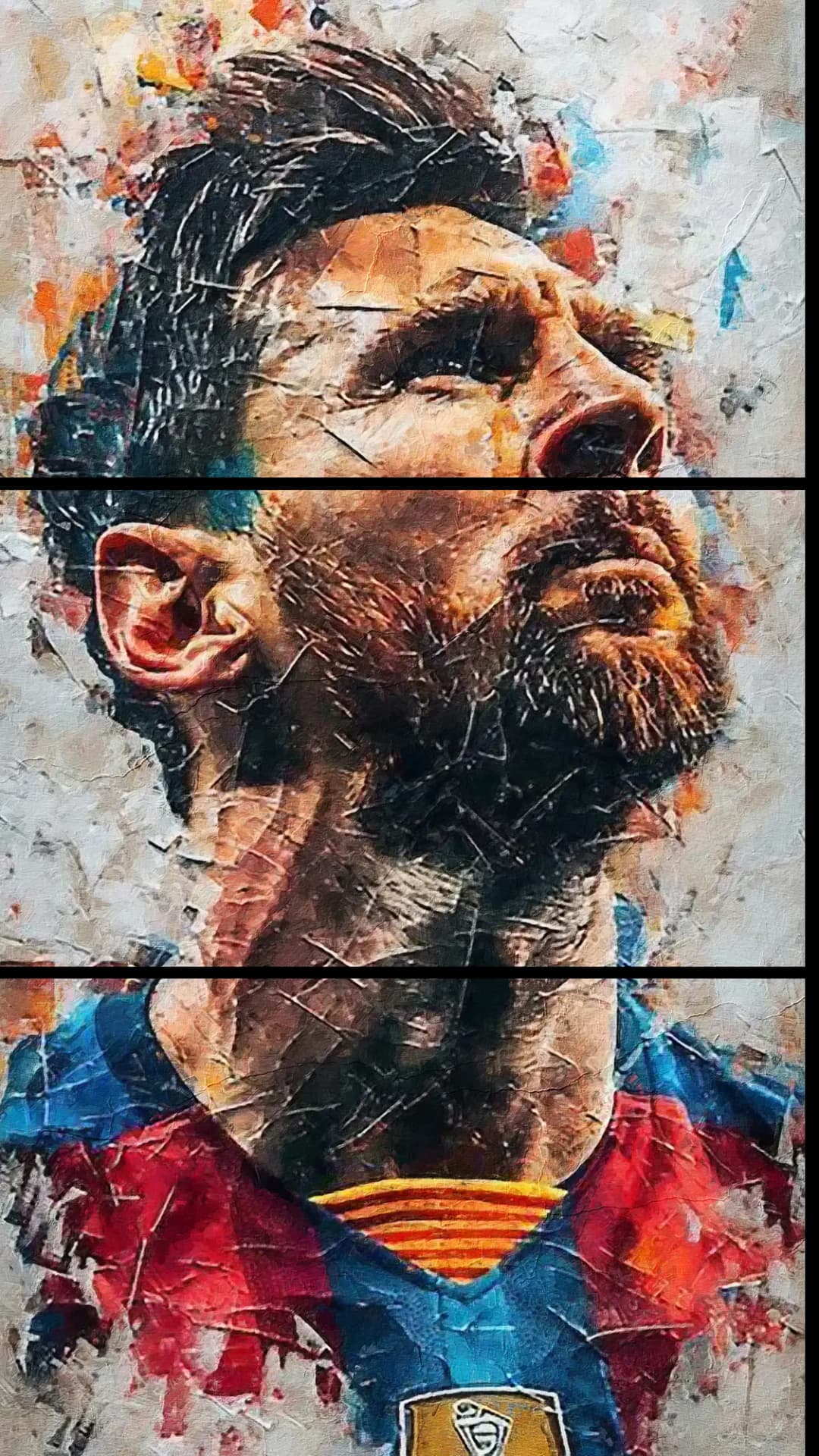 Messi Expressive Portrait – 3 Panels
