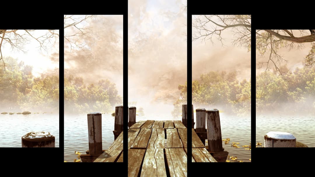 Misty Autumn Dock – 5 Panels Hierarchy