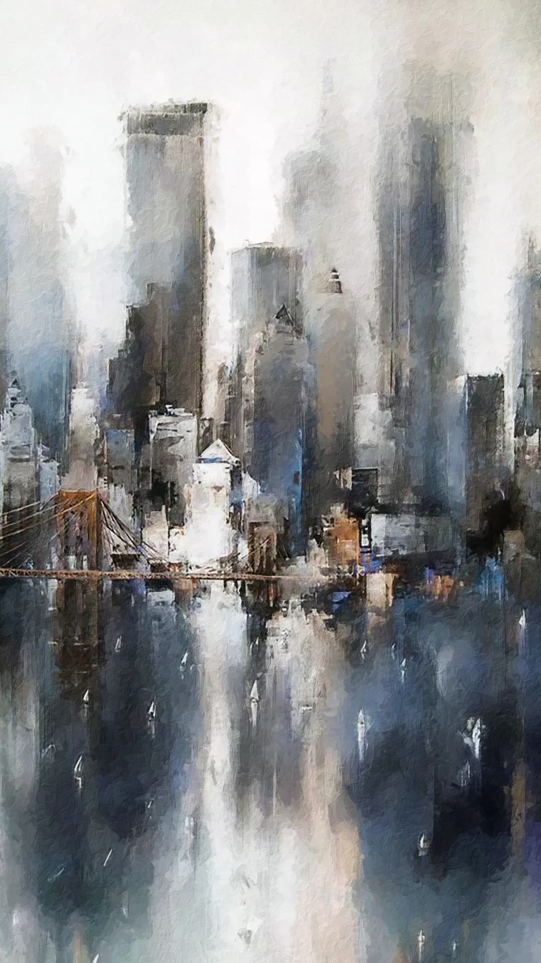 Misty Manhattan Skyline