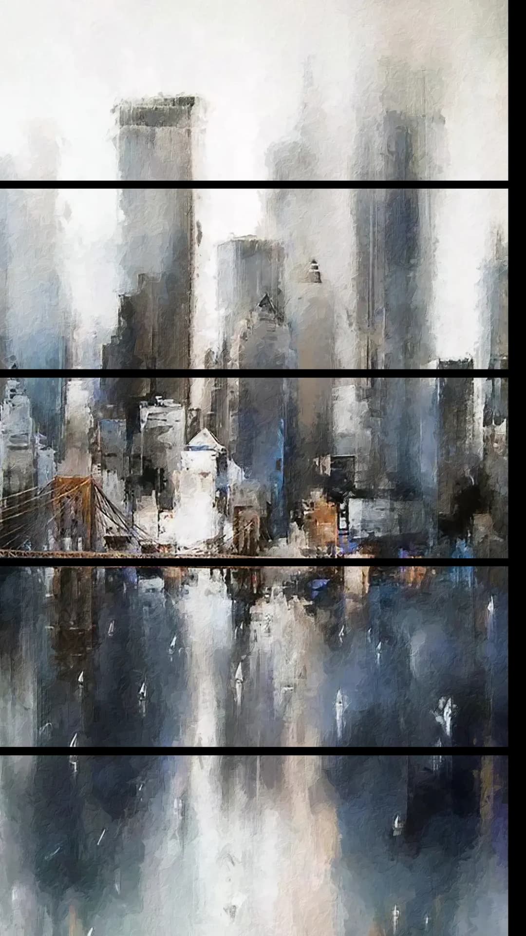 Misty Manhattan Skyline – 5 Panels Straight