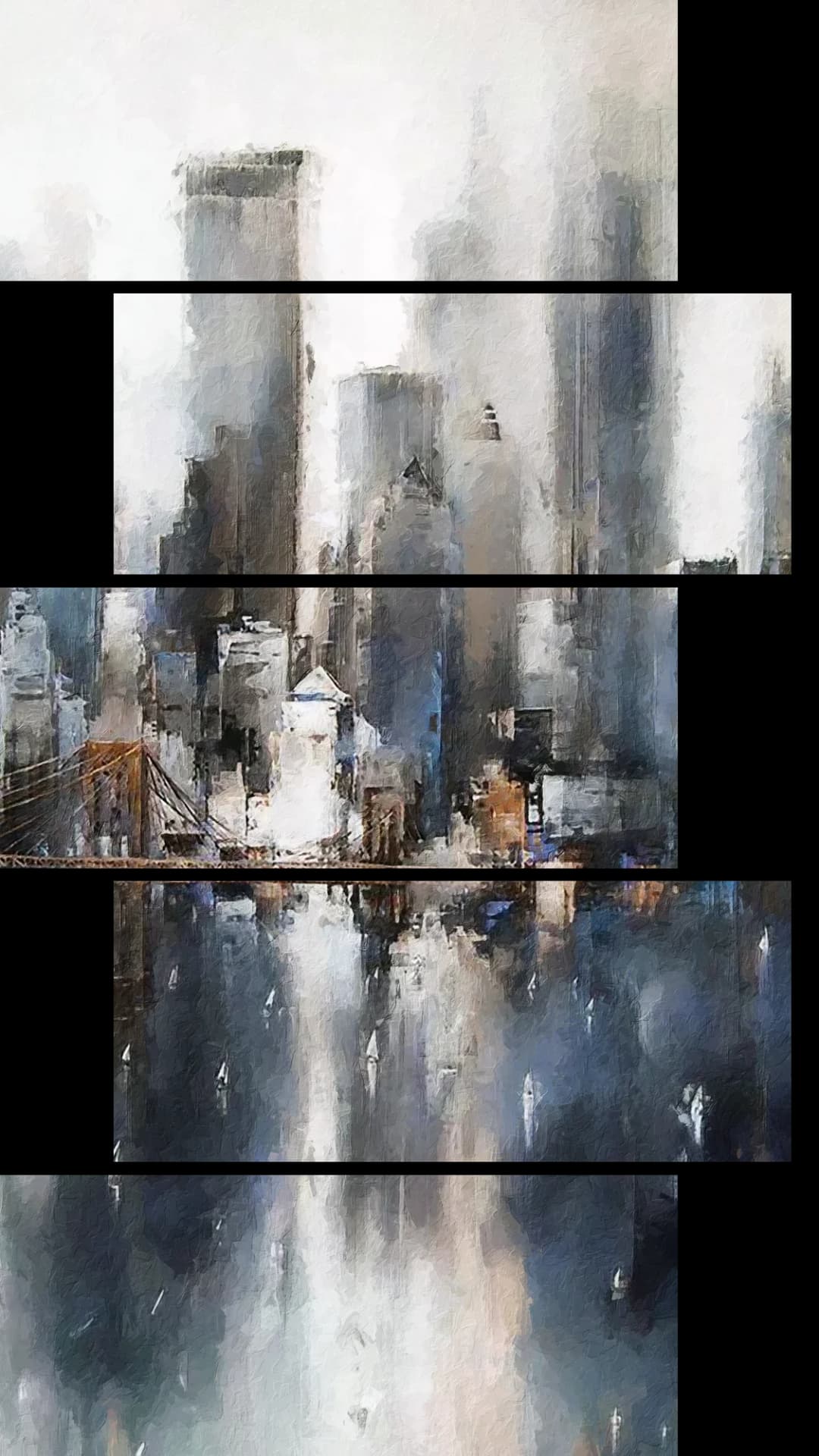 Misty Manhattan Skyline – 5 Panels Up & Down