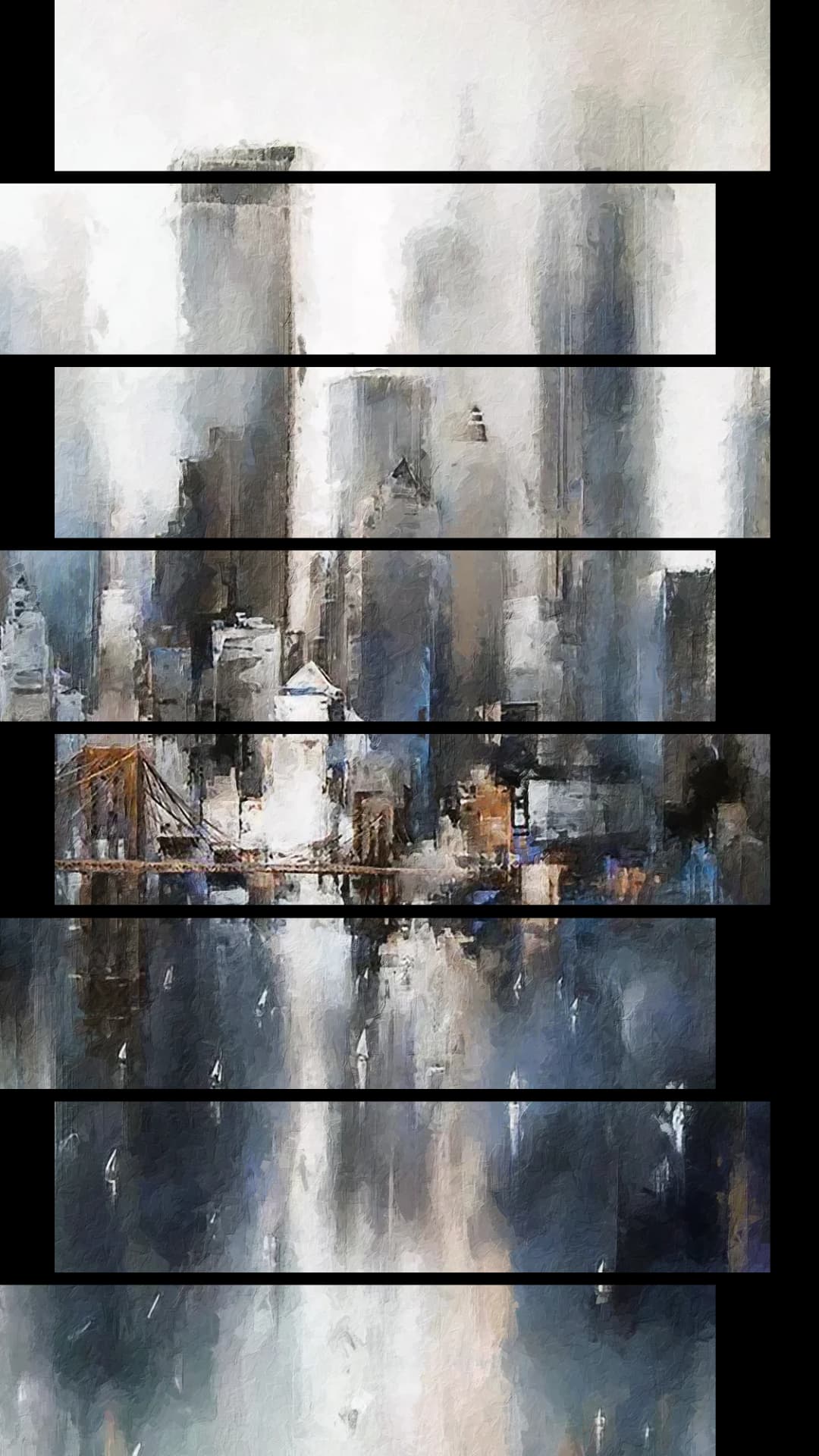 Misty Manhattan Skyline – 8 Panels Up & Down