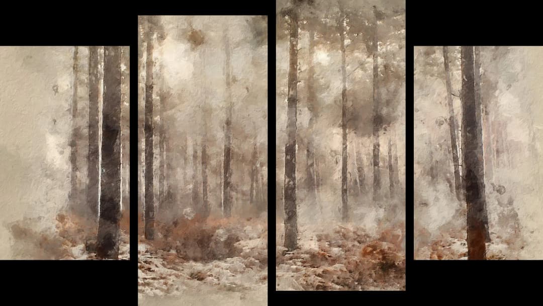 Misty Pine Forest – 4 Panels