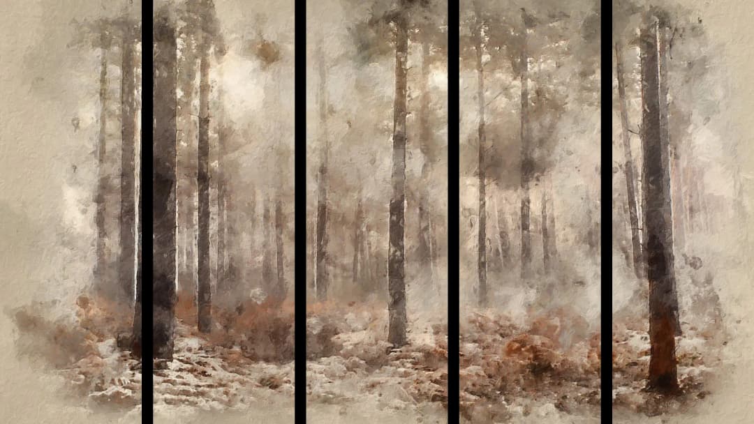 Misty Pine Forest – 5 Panels Straight