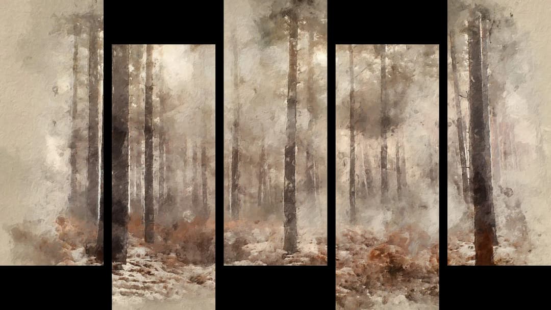 Misty Pine Forest – 5 Panels Up & Down