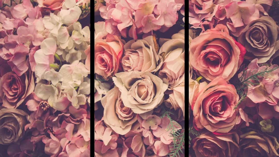 Mixed Rose Bouquet – 3 Panels