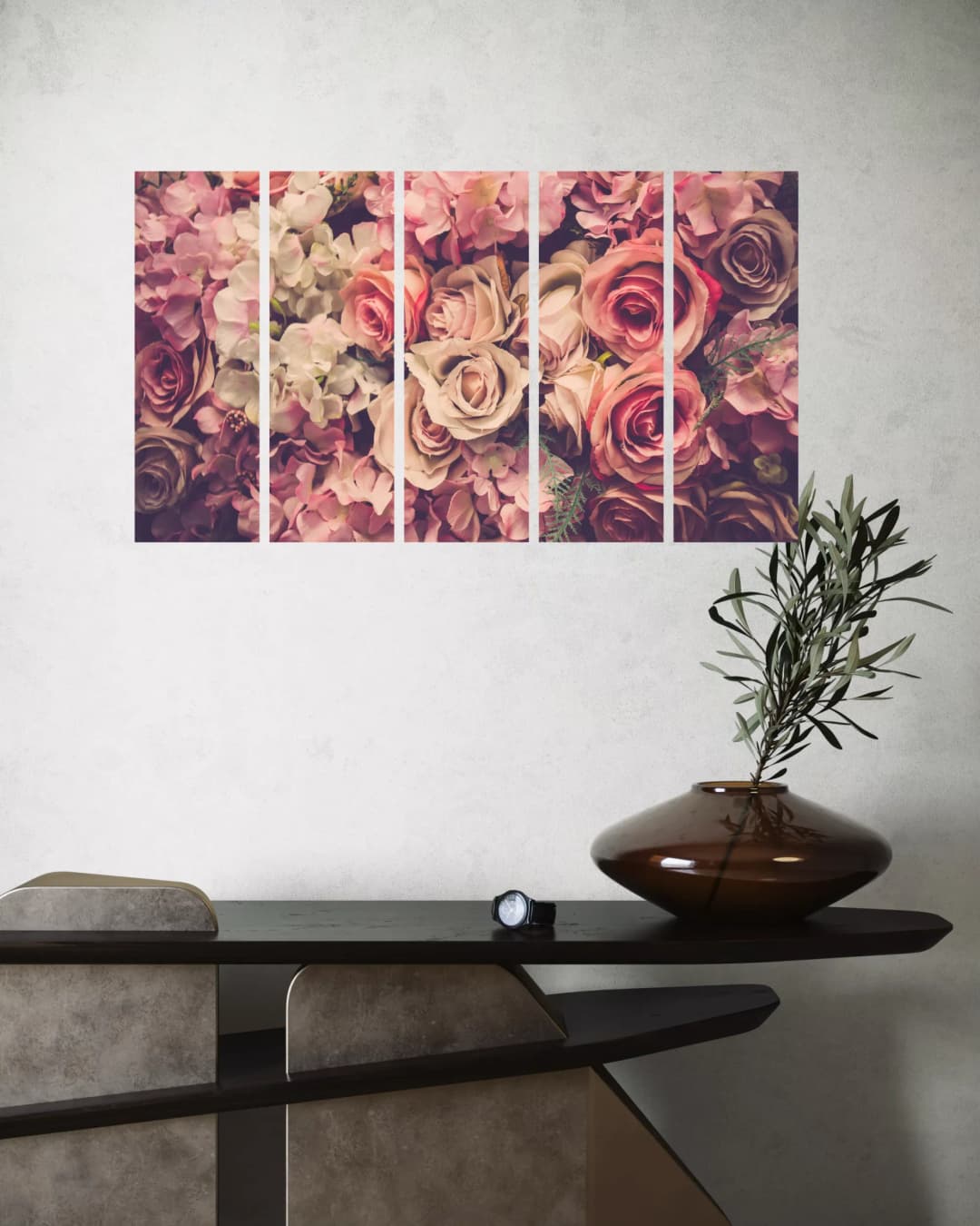 Mixed Rose Bouquet – 5 Panels Straight