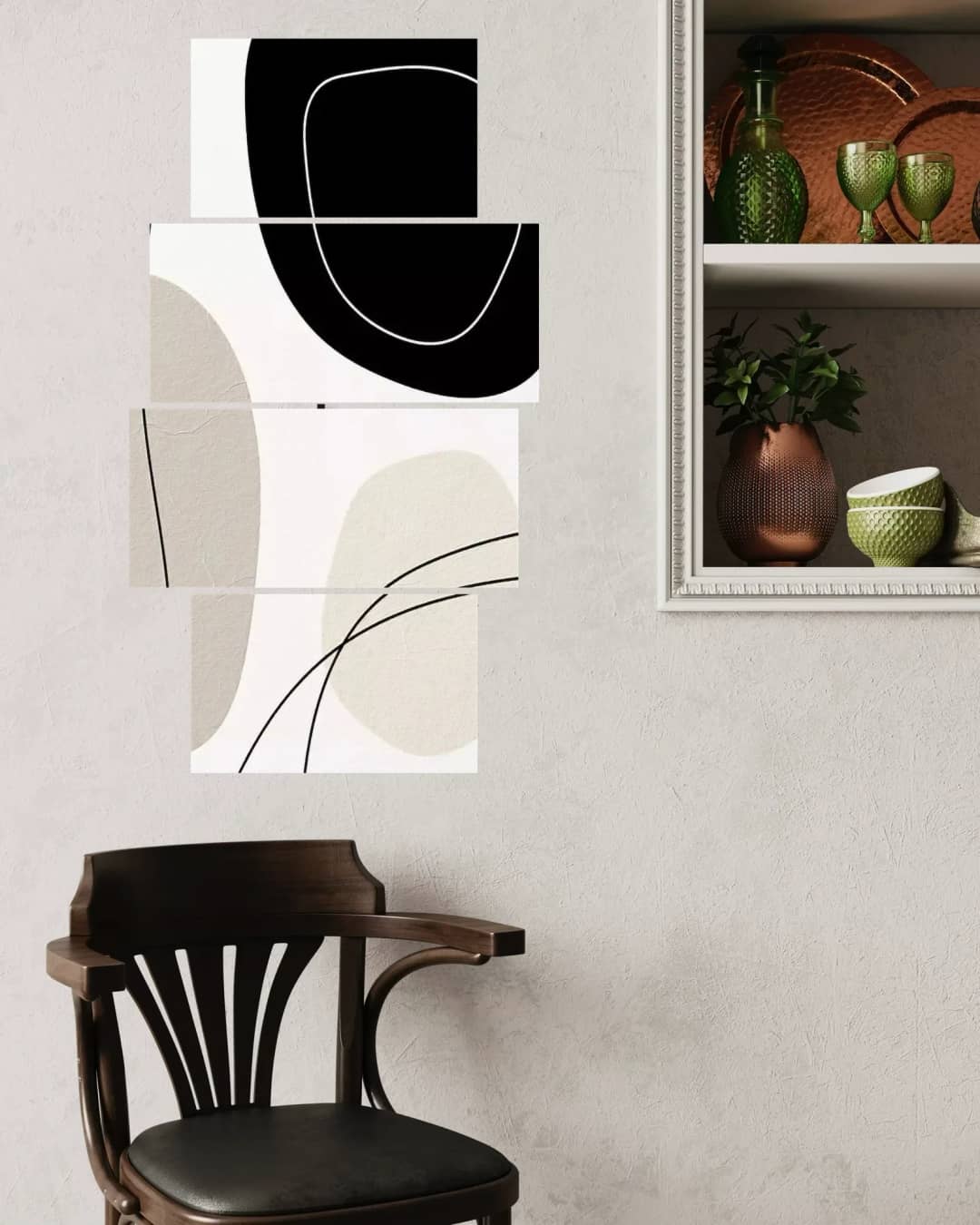 Monochrome Organic Shapes – 4 Panels