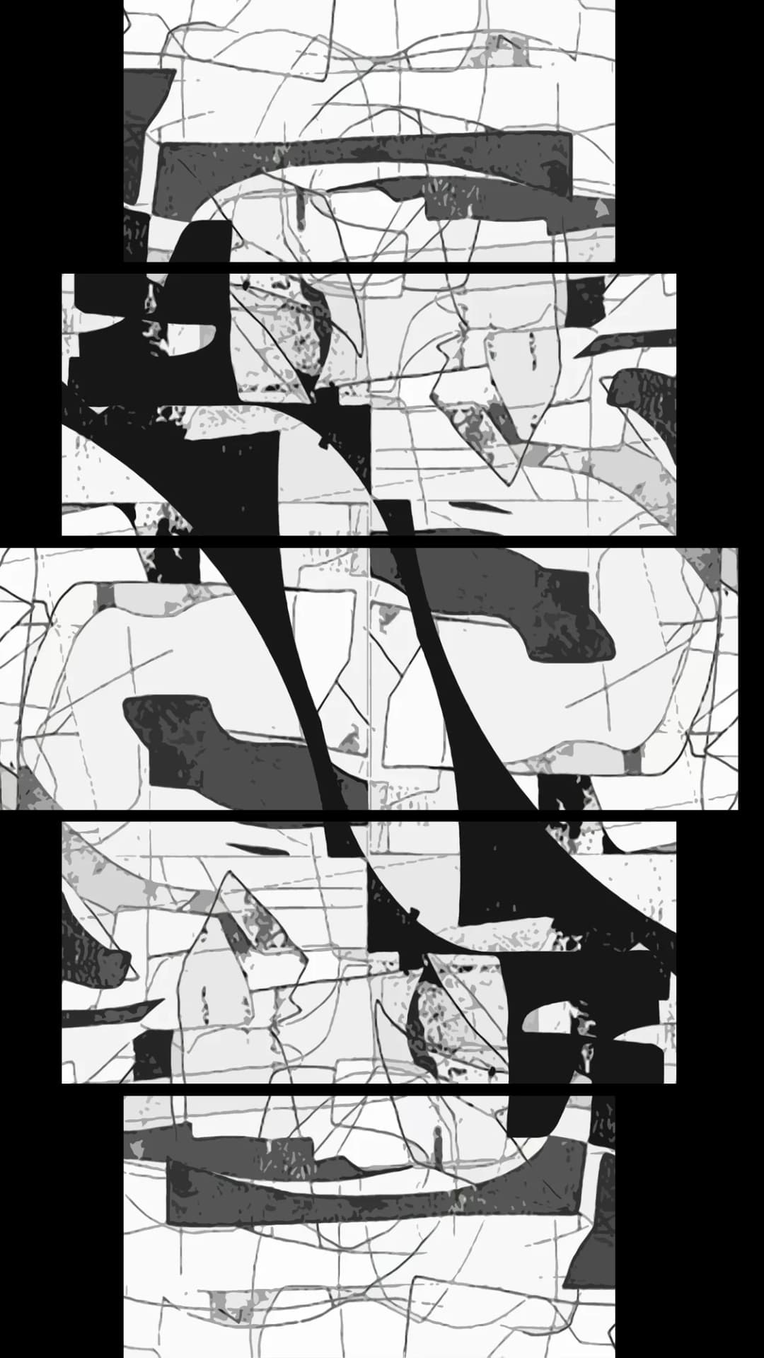 Monochrome Urban Fragments – 5 Panels Hierarchy
