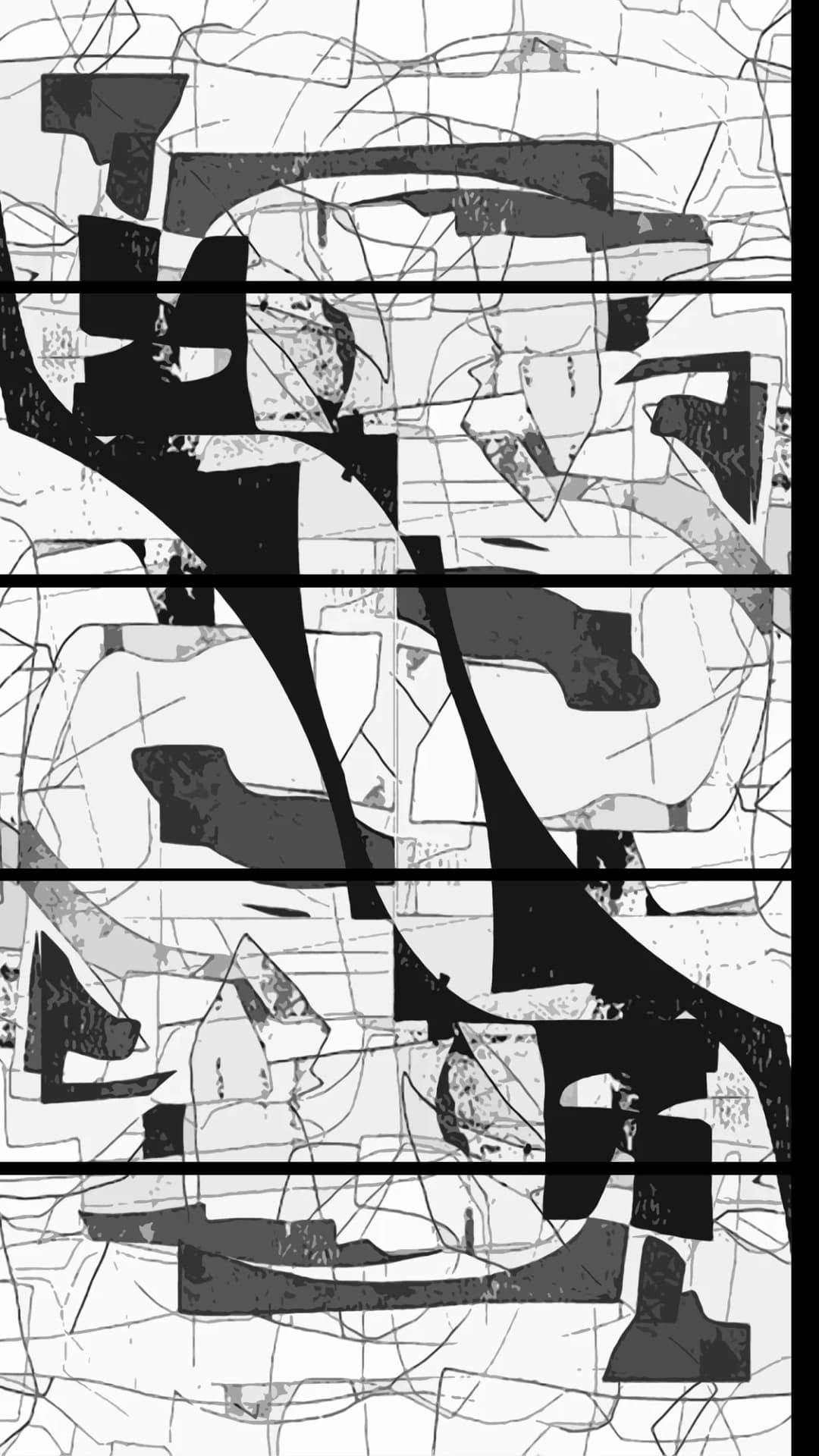Monochrome Urban Fragments – 5 Panels Straight