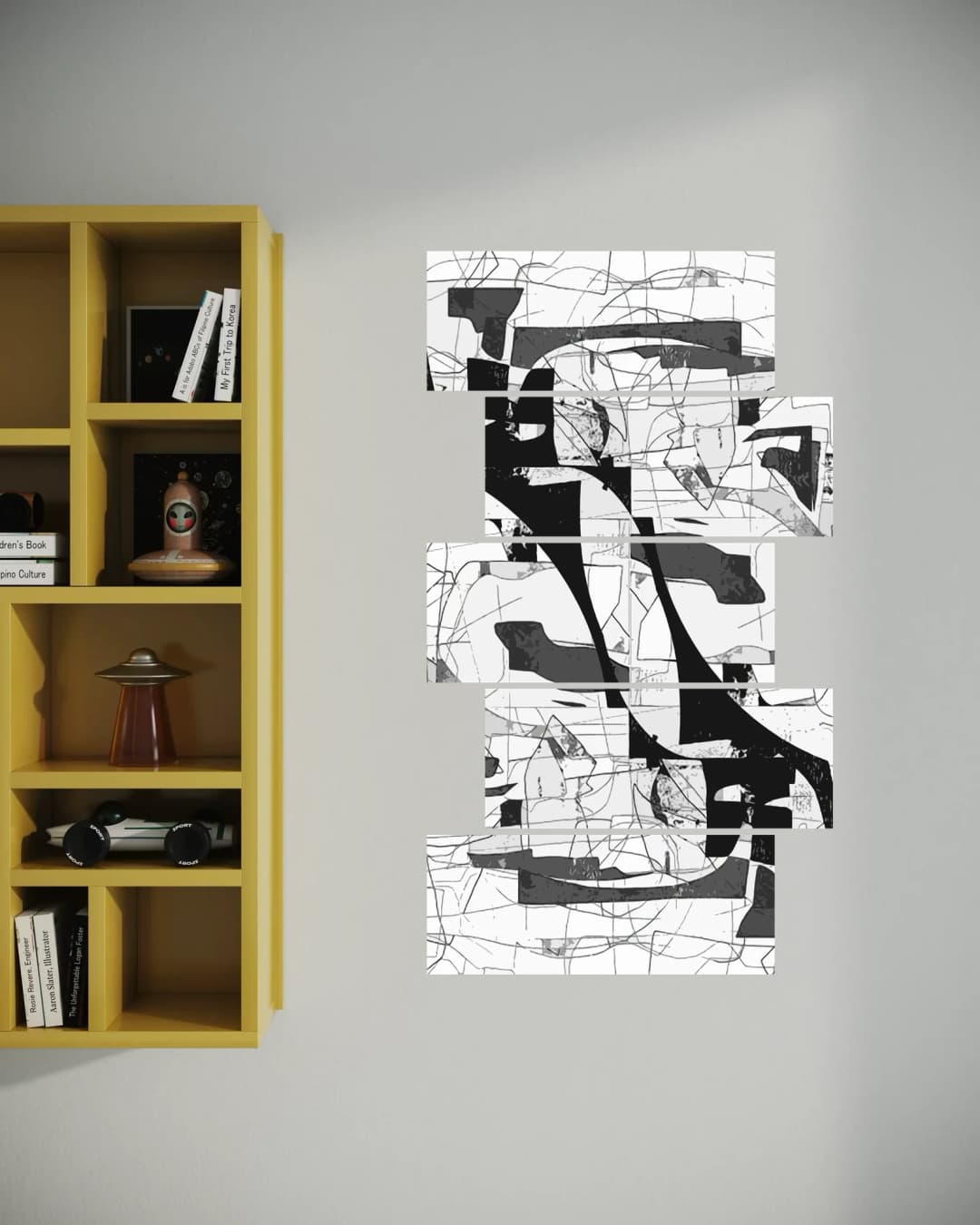 Monochrome Urban Fragments – 5 Panels Up & Down