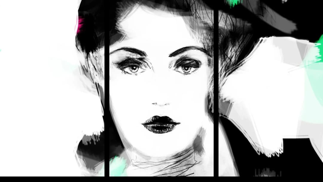 Monochrome Woman Sketch – 3 Panels