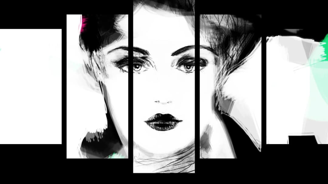 Monochrome Woman Sketch – 5 Panels Hierarchy