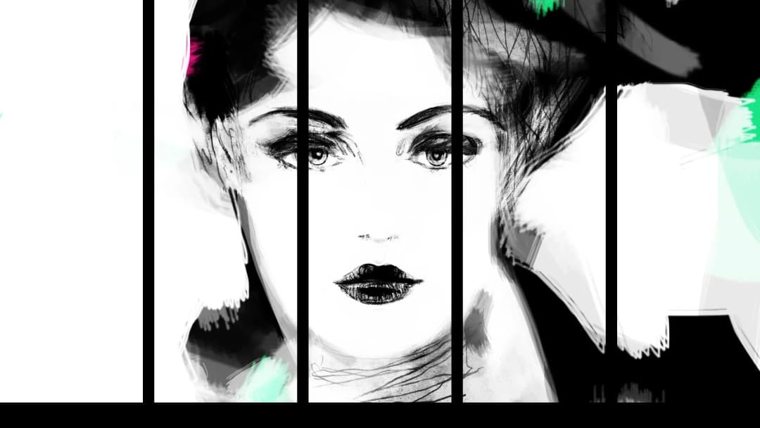 Monochrome Woman Sketch – 5 Panels Straight