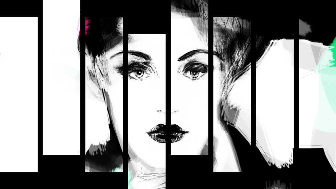 Monochrome Woman Sketch – 8 Panels Hierarchy