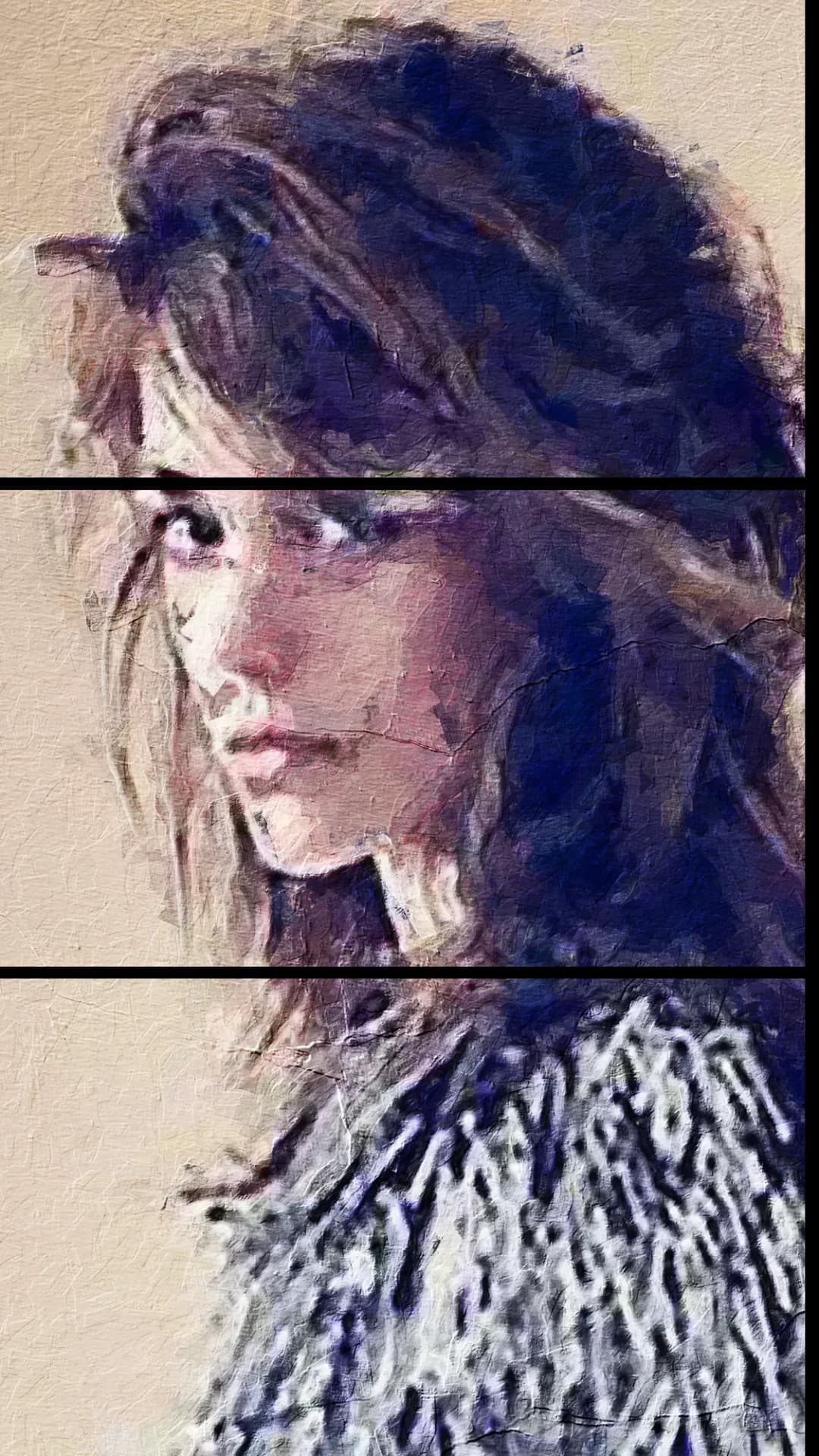 Moody Purple Portrait – 3 Panels