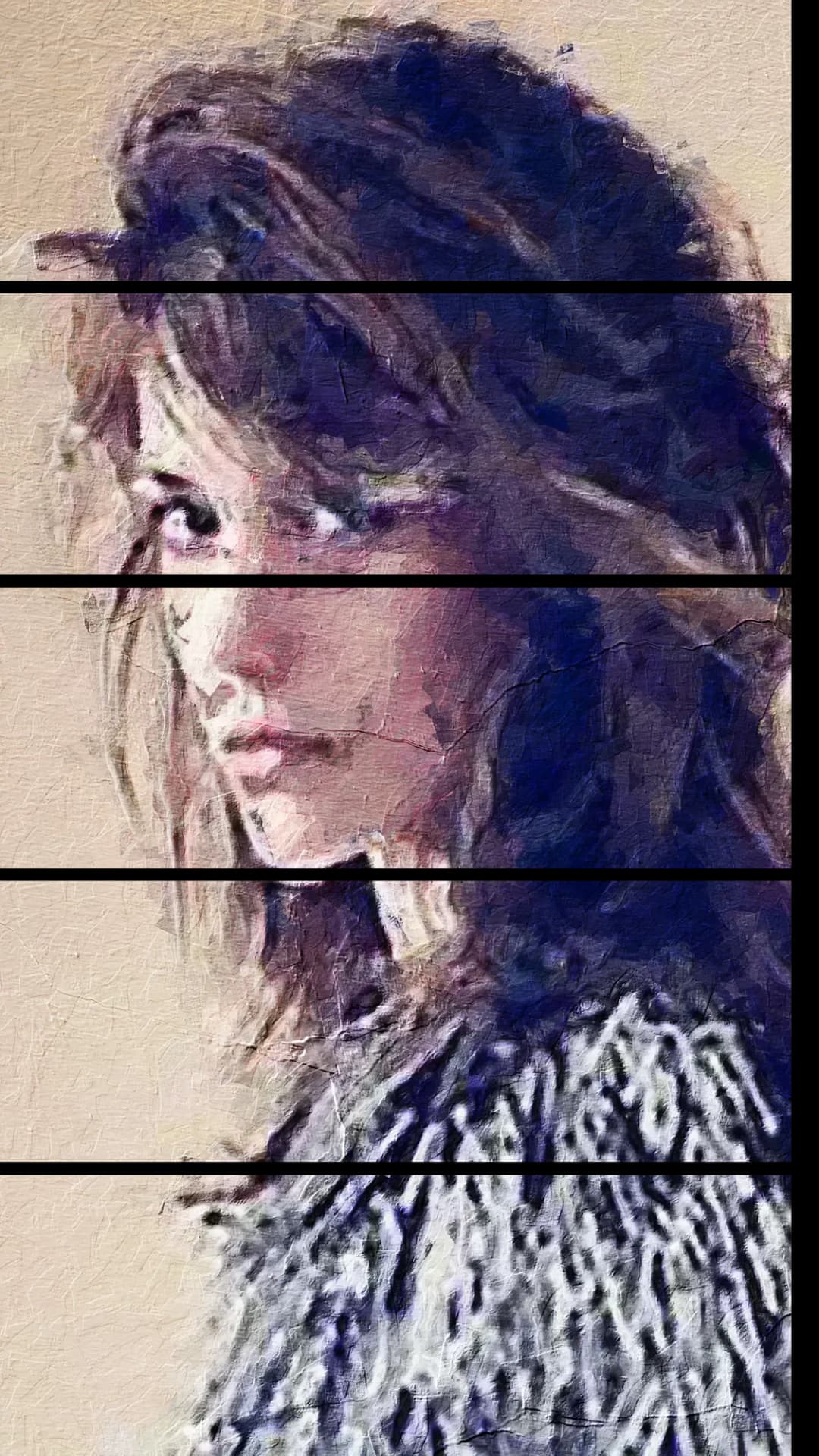 Moody Purple Portrait – 5 Panels Straight