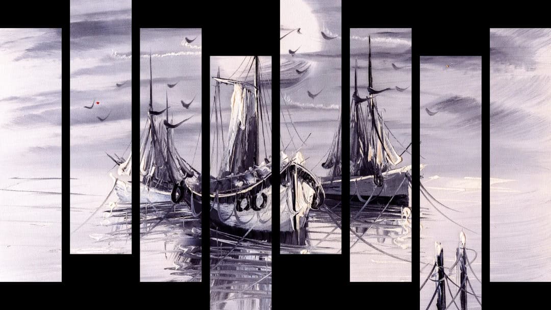 Moody Sailboats Foggy Harbor – 8 Panels Hierarchy