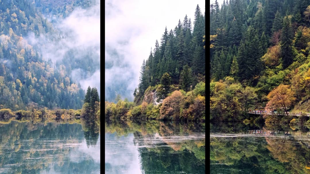 Mountain Forest Lake Reflection – 3 Panels