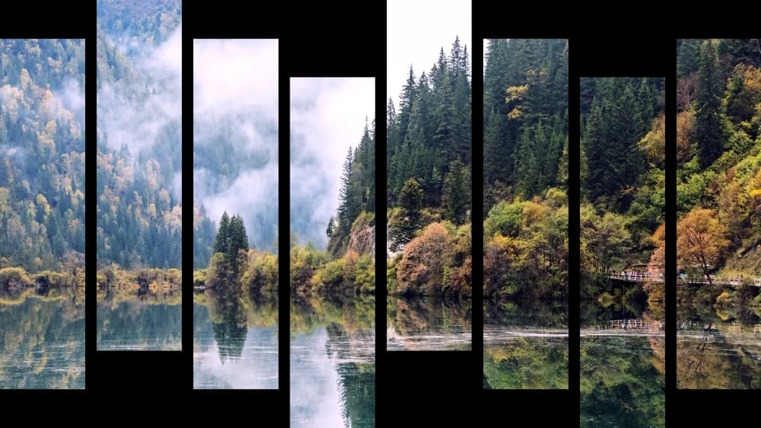 Mountain Forest Lake Reflection – 8 Panels Hierarchy
